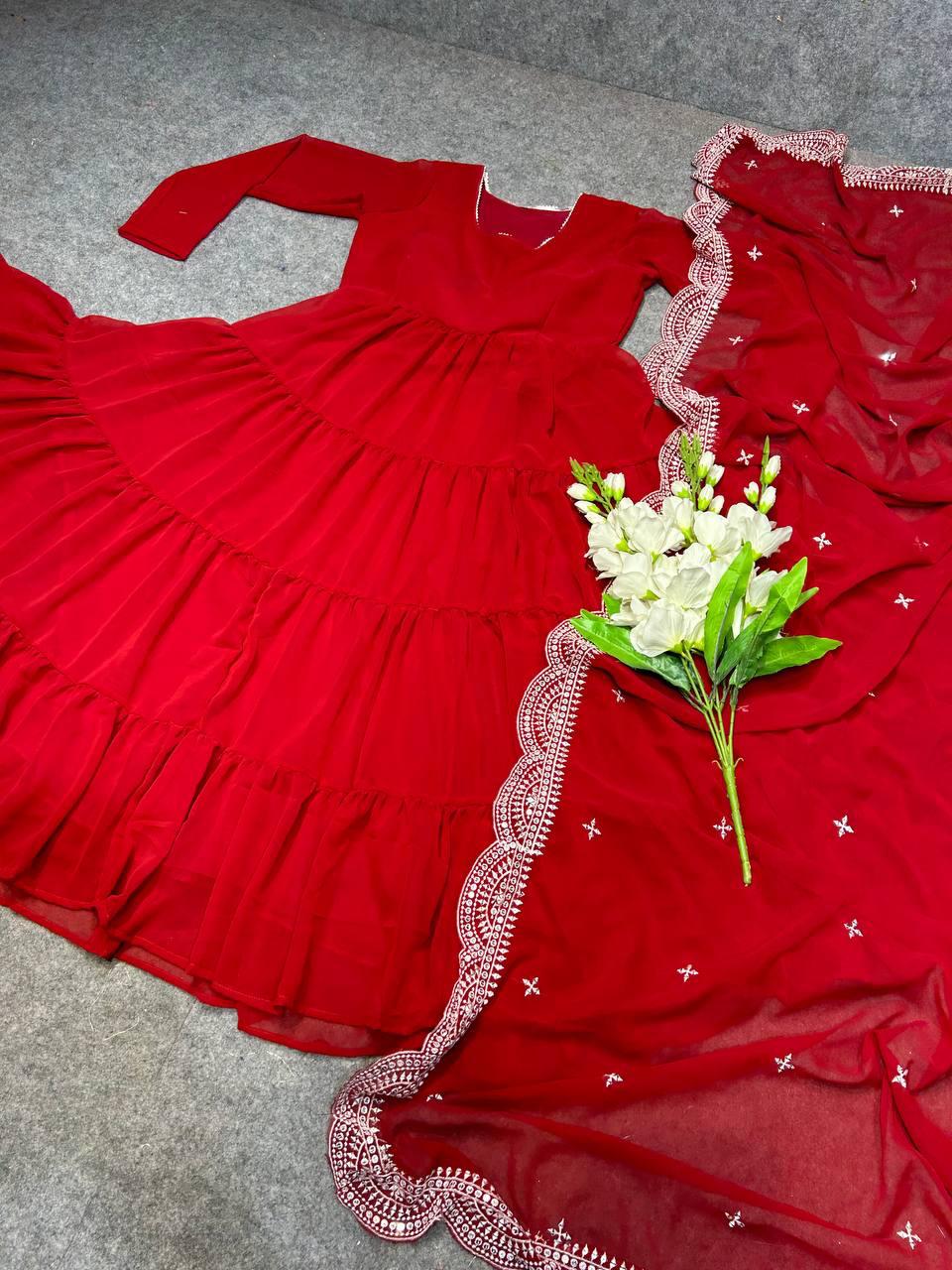 DC G38 Georgette Full Sleeve Gown With Dupatta Wholesale Price In Surat